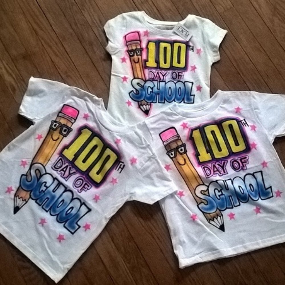 new airbrush 100-th day of school tshirt